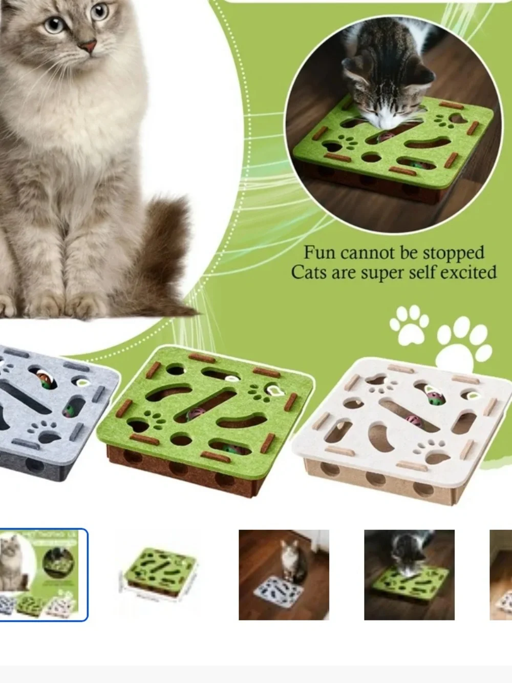 😸 Interactive Felt Puzzle Mat for Cats l - Green